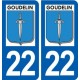 22 Goudelin logo ville autocollant plaque sticker