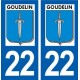22 Goudelin logo ville autocollant plaque sticker