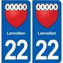 22 Lanvollon blason ville autocollant plaque sticker
