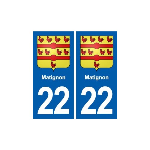 22 Matignon blason ville autocollant plaque sticker