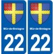 22 Mûr-de-Bretagne blason ville autocollant plaque sticker