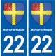 22 Mûr-de-Bretagne blason ville autocollant plaque sticker