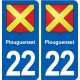 22 Plouguenast blason ville autocollant plaque sticker