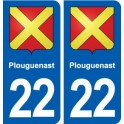22 Plouguenast blason ville autocollant plaque sticker