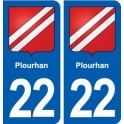 22 Plourhan blason ville autocollant plaque sticker