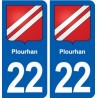 22 Plourhan blason ville autocollant plaque sticker