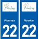 22 Plourhan logo ville autocollant plaque sticker