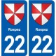 22 Rospez blason ville autocollant plaque sticker