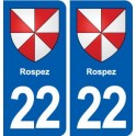 22 Rospez blason ville autocollant plaque sticker