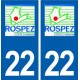 22 Rospez logo  ville autocollant plaque sticker