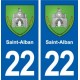 22 Saint-Alban blason ville autocollant plaque sticker