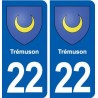 22 Trémuson blason ville autocollant plaque sticker