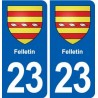 23 Felletin blason ville autocollant plaque sticker