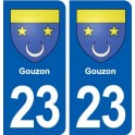 23 Gouzon blason ville autocollant plaque sticker