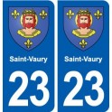 23 Saint-Vaury blason ville autocollant plaque sticker