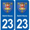 23 Saint-Vaury blason ville autocollant plaque sticker