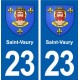 23 Saint-Vaury blason ville autocollant plaque sticker