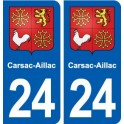 24 Carsac-Aillac blason ville autocollant plaque immatriculation département