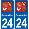 24 Carsac-Aillac blason ville autocollant plaque immatriculation département