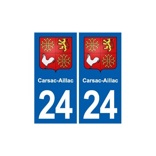 24 Carsac-Aillac blason ville autocollant plaque immatriculation département