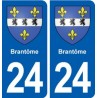 24 Brantôme blason autocollant plaque stickers département