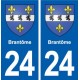 24 Brantôme blason autocollant plaque stickers département