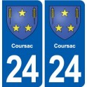 24 Coursac blason autocollant plaque stickers département