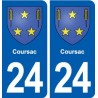24 Coursac blason autocollant plaque stickers département