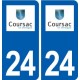 24 Coursac logo autocollant plaque stickers département