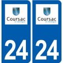 24 Coursac logo autocollant plaque stickers département