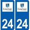 24 Coursac logo autocollant plaque stickers département