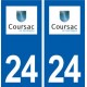 24 Coursac logo autocollant plaque stickers département