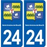 24 Saint-Antoine-de-Breuilh blason autocollant plaque stickers département