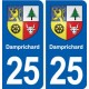 25 Damprichard blason autocollant plaque stickers