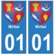 01 Miribel ville autocollant plaque