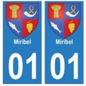 01 Miribel ville autocollant plaque