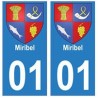 01 Miribel ville autocollant plaque