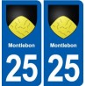 25 Montlebon blason autocollant plaque stickers