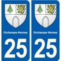 25 Orchamps-Vennes blason autocollant plaque stickers