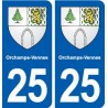 25 Orchamps-Vennes blason autocollant plaque stickers