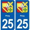 25 Pirey blason autocollant plaque stickers