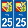 25 Pirey blason autocollant plaque stickers