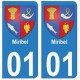 01 Miribel ville autocollant plaque