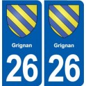 26 Grignan blason autocollant plaque stickers ville