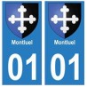 01 Montluel ville autocollant plaque