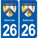 26 Saint-Uze blason autocollant plaque stickers ville