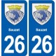 26 Sauzet blason autocollant plaque stickers ville