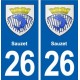 26 Sauzet blason autocollant plaque stickers ville