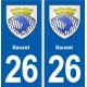 26 Sauzet blason autocollant plaque stickers ville