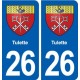 26 Tulette blason autocollant plaque stickers ville